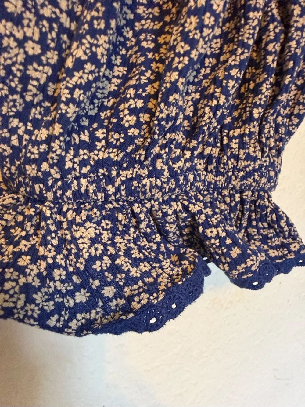 FREE PEOPLE BRITNEE PRINTED TOP crop puff sleeve floral M